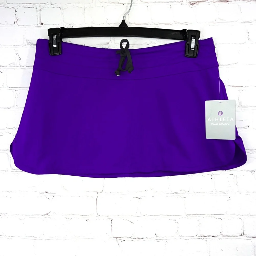 ↪️Relisted!NWT |•ATHLETA•| Purple 'Fun In The Sunepas' Drawstring Skirt Small - Picture 1 of 14